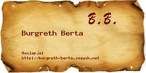 Burgreth Berta névjegykártya